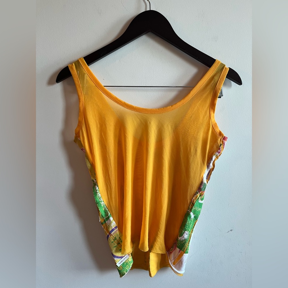 Parasuco Y2K Orange abstract sheer cropped top - Picture 9 of 12
